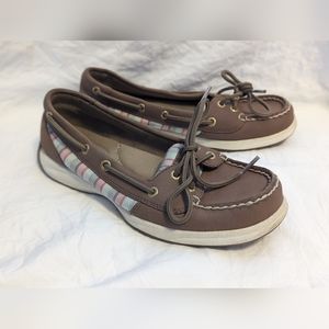 SPERRY Top Sider Womens‎ 6 Tan Beige Multicolor Stripe Leather Boat Shoes